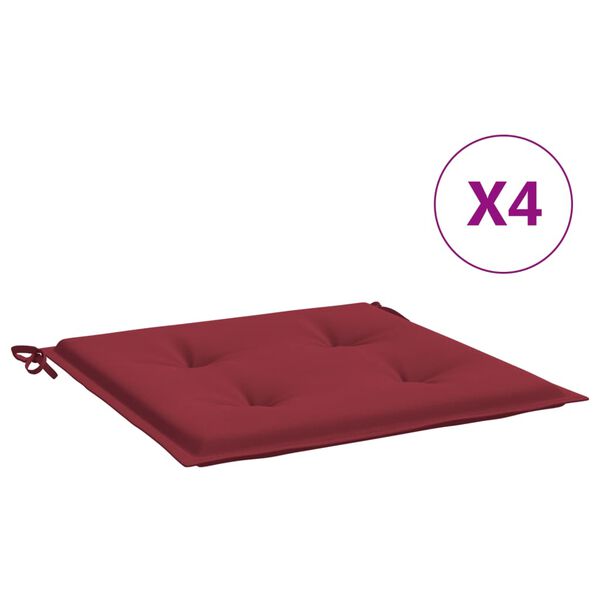 vidaXL Cuscini per Sedia 4 pz Rosso Vino 50x50x4 cm in Tessuto Oxford