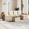 vidaXL Set Divano da Giardino 6 pz con Cuscini Beige in Polyrattan
