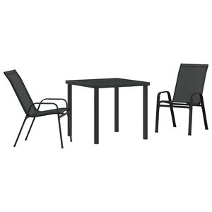 vidaXL Set da Pranzo per Giardino 3 pcs Nero
