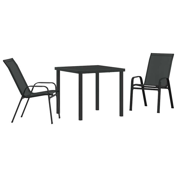 vidaXL Set da Pranzo per Giardino 3 pcs Nero