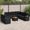 vidaXL Set Divani da Giardino 10pz con Cuscini in Polyrattan Nero