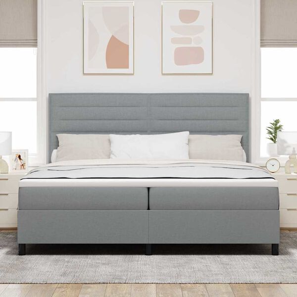 vidaXL Letto a molle con materasso Grigio chiaro 200 x 200 cm Tessuto