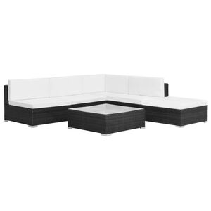 vidaXL Set Divani da Giardino 6 pz con Cuscini in Polyrattan Nero