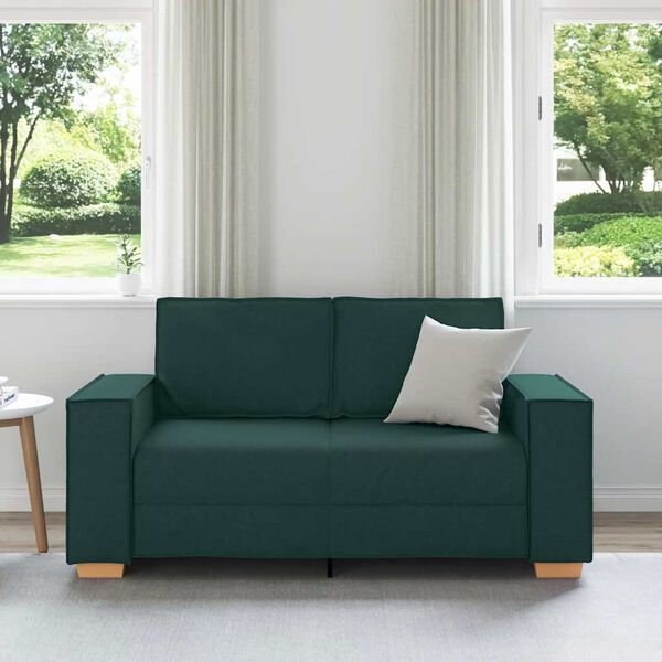 vidaXL Divano a 2 posti Verde scuro 160x78x84 cm in tessuto