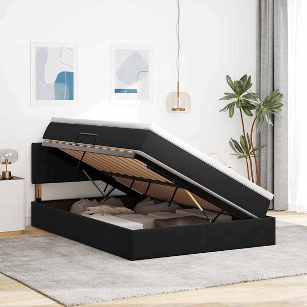 vidaXL Letto con Contenitore con materasso Nero 140 x 190 cm Velluto