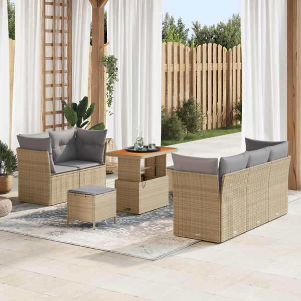 vidaXL Set Divano da Giardino 8 pcs Beige polyrattan