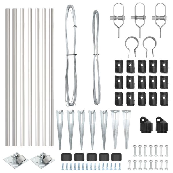 vidaXL Palo della recinzione 7 pcs Argento Acciaio