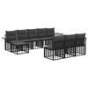 vidaXL Set di divani da esterno 9 pz Nero e Grigio scuro Poliestere