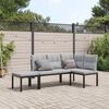 vidaXL Set Panche Giardino Cuscini 3pz Nero Acciaio Verniciato Polvere