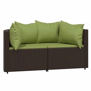 vidaXL Divani Angolari da Giardino con Cuscini 2pz Polyrattan Marrone