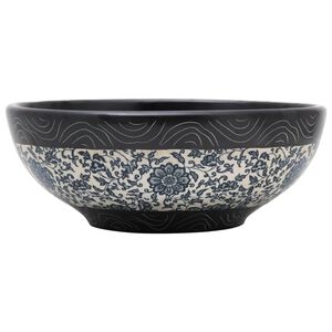 vidaXL Lavabo da Appoggio Nero e Blu Rotondo &Phi;41x14 cm Ceramica