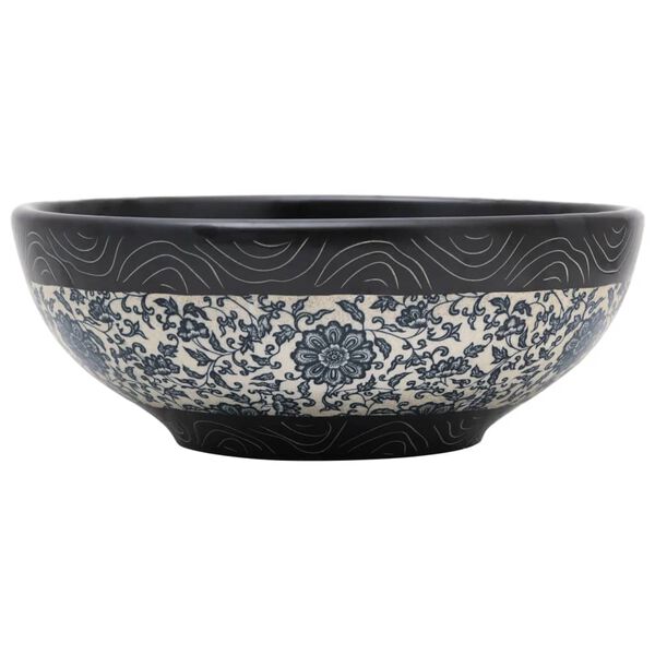 vidaXL Lavabo da Appoggio Nero e Blu Rotondo Φ41x14 cm Ceramica