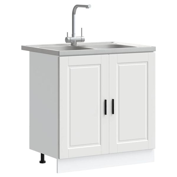 vidaXL Mobiletto per lavabo Porto 2 pcs Bianco Legno multistrato