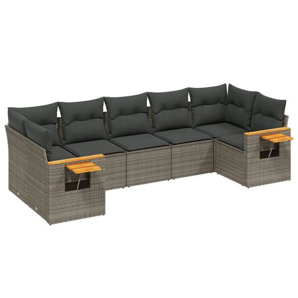 vidaXL Set Divani da Giardino 7 pz con Cuscini Grigio in Polyrattan