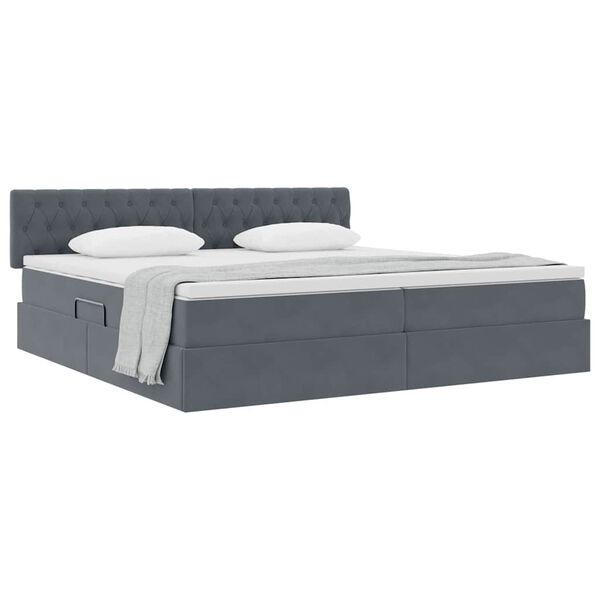 vidaXL Letto con Contenitore Grigio scuro 200 x 200 cm Velluto