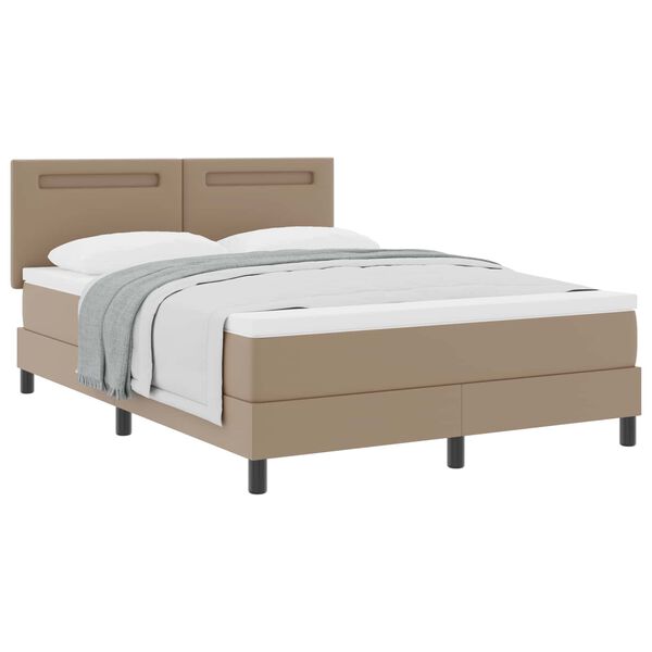 vidaXL Letto a molle Cappuccino 140 x 190 cm Pelle sintetica