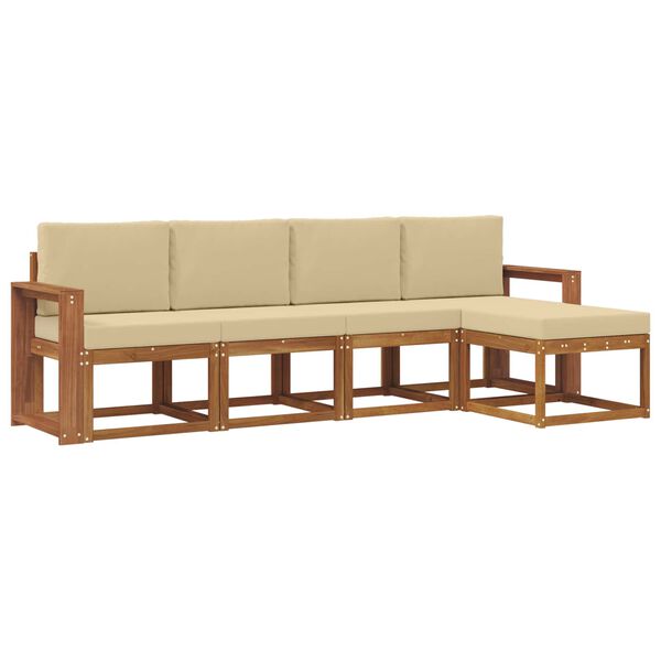 vidaXL Set di divani da esterno con cuscino 5 pcs Naturale e Beige