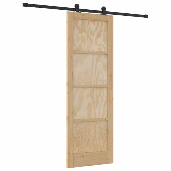 vidaXL Porta scorrevole Naturale e Nero 73,5 x 211 cm Pino massello