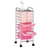 vidaXL Carrello Portaoggetti con 10 Cassetti Rosa Sfumato in Plastica
