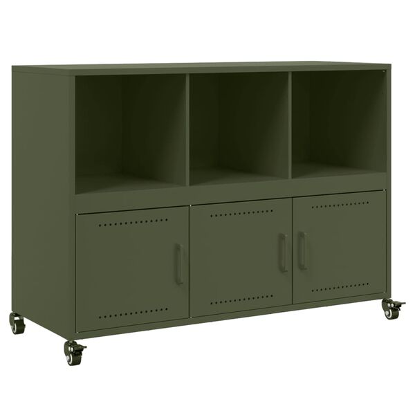 vidaXL Credenza Verde Oliva 100,5x39x72 cm in Acciaio