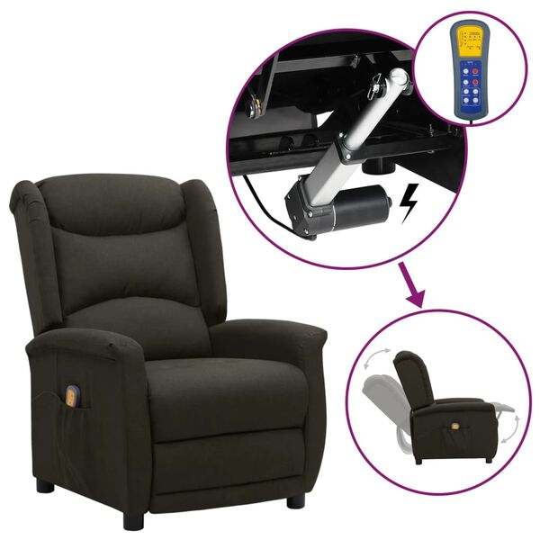 vidaXL Poltrona Alzapersona Massaggiante Tortora in Tessuto