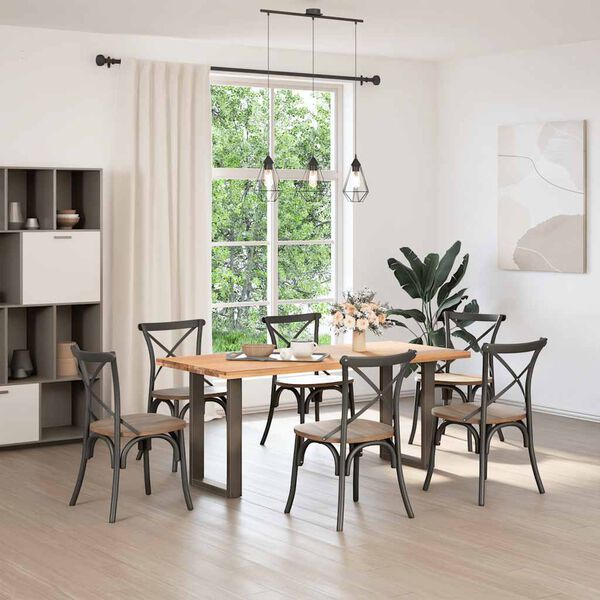 vidaXL Gambe per tavolo da pranzo a forma di U 2 pz in acciaio naturale 50x(72-73) cm