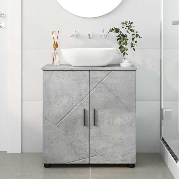 vidaXL Mobile da Bagno con porta Grigio cemento 61 x 35 x 64 cm