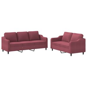 vidaXL Set di Divani 2 pz con Cuscini Rosso Vino in Tessuto