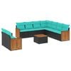 vidaXL Set Divani da Giardino 10 pz con Cuscini Nero in Polyrattan