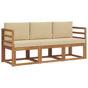 vidaXL Set di divani da esterno 3 pz Naturale e Beige