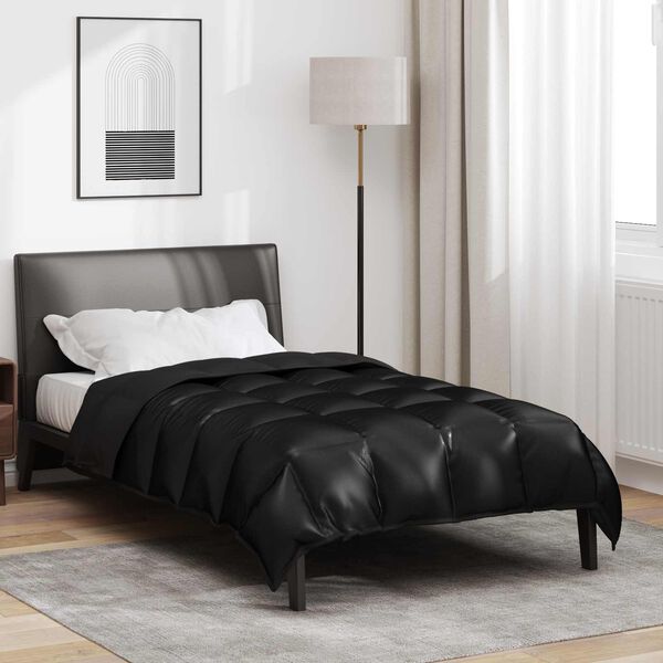 vidaXL Duvet Invernale Nero 200 x 155 cm Satin e Micropile