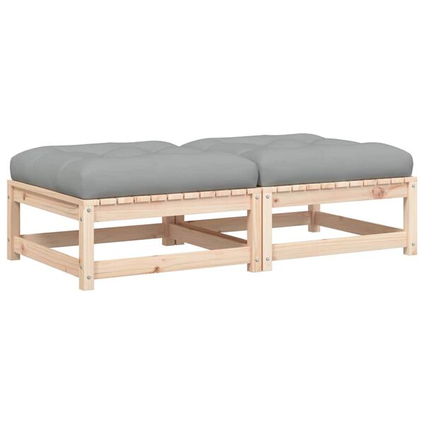 vidaXL Poggiapiedi da Giardino con Cuscini 2 pz Legno Massello di Pino