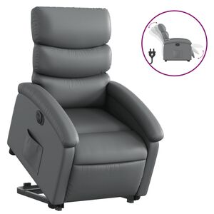 vidaXL Poltrona Alzapersona Reclinabile Grigio in Similpelle