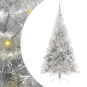 vidaXL Albero di Natale artificiale con luci integrate Argento 210 cm