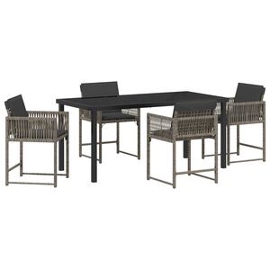 vidaXL Set da Pranzo per Giardino 5 pcs Grigio polyrattan
