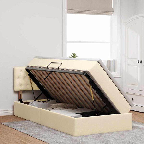 vidaXL Letto con contenitore e LED con led Crema 100 x 200 cm Tessuto