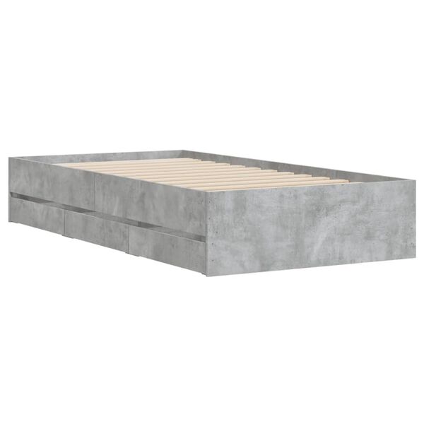 vidaXL Giroletto Cassetti Grigio Cemento 90x200 cm Legno Multistrato
