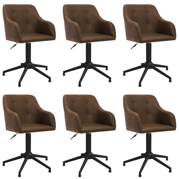 vidaXL Sedie da Pranzo Girevoli 6 pz Marroni in Tessuto