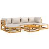 vidaXL Set Salotto Giardino 7pz Cuscini Grigio Chiaro Legno Massello