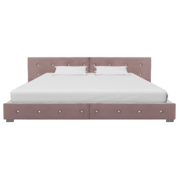vidaXL Letto con Materasso Memory Foam Rosa Velluto 180x200 cm