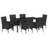 vidaXL Set da Pranzo per Giardino 7 pz Nero polyrattan