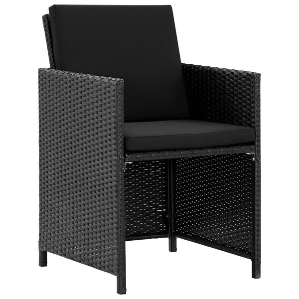 vidaXL Set da Pranzo da Giardino 9 pz con Cuscini in Polyrattan Nero