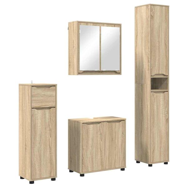 vidaXL Set di mobili per il bagno con cassetto 4 pcs Rovere Sonoma