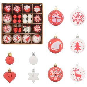 vidaXL Set di Palle di Natale 40 pz Rosso e Bianco &Oslash; 6 cm Plastica