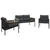 vidaXL Set Mobili da Balcone 3 pz con Cuscini Nero in Acciaio