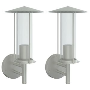 vidaXL Applique da Esterno 2 pz Argento in Acciaio Inossidabile