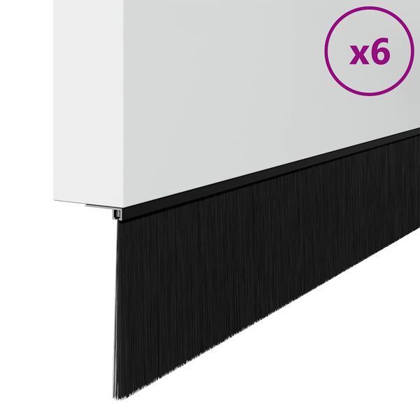 vidaXL Spazzole per porte autoadesive 6 pcs Nero 100 cm