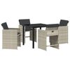 vidaXL Set da Pranzo per Giardino 5 pcs Grigio chiaro polyrattan