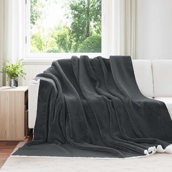 vidaXL Coperta Grigio scuro 220 x 240 cm Panno