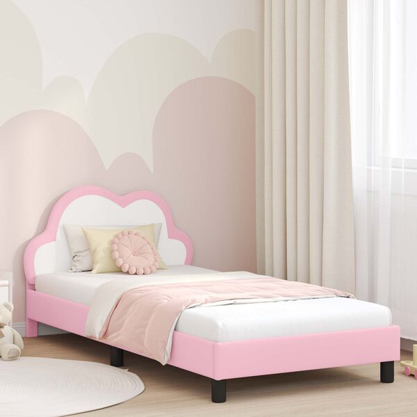 vidaXL Struttura letto bambini con testata Rosa 90 x 190 cm PU